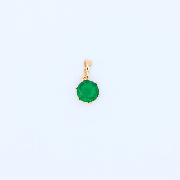 "Vibrant Green Round Pendant in Gold Plating for Elegant Everyday Wear, XPPT1675 - Picture 10 of 13